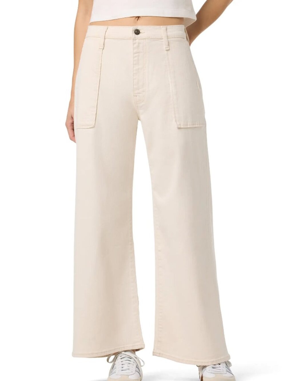 Hudson Jolene High Rise Wide Leg Ankle Jeans in Ecru